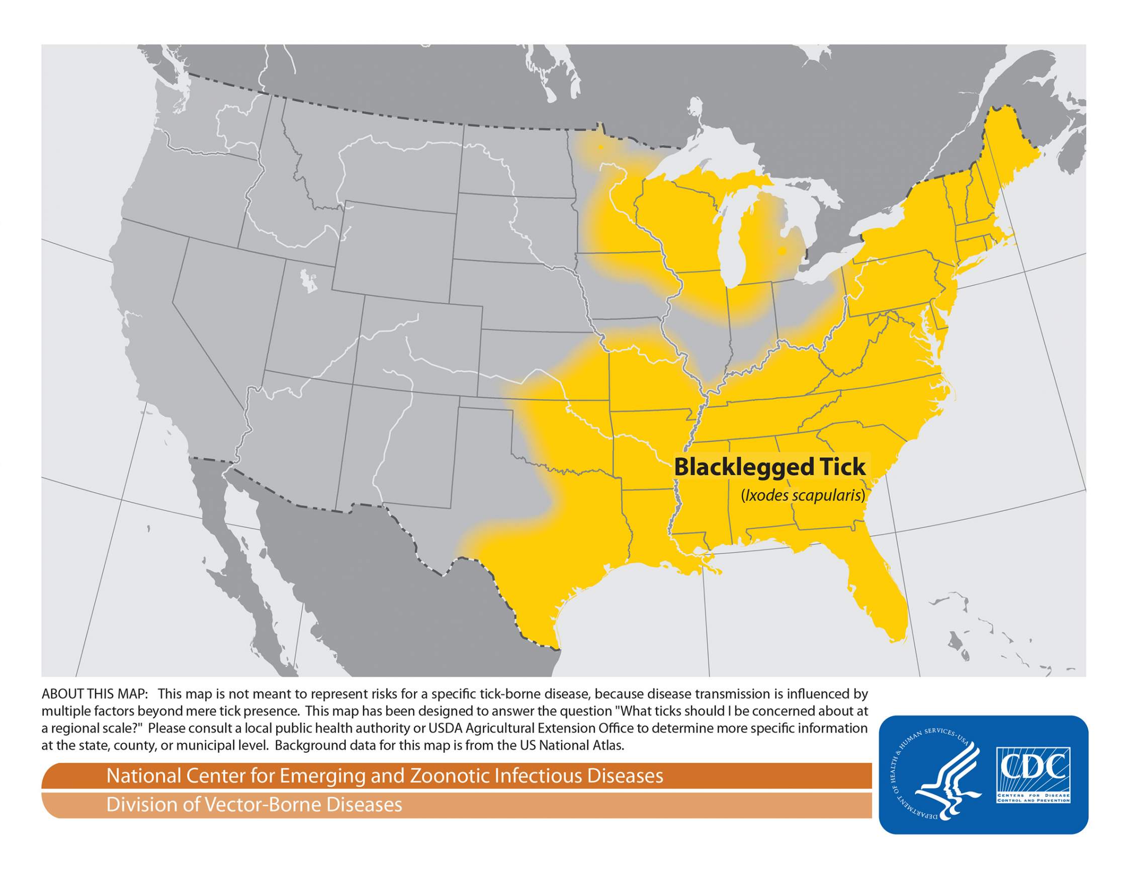 The Confounding Geography Of Lyme Disease In The U S WisCommunity   Health Ticks Lymedisease Blackleggedtick Distribution Map Cdc 